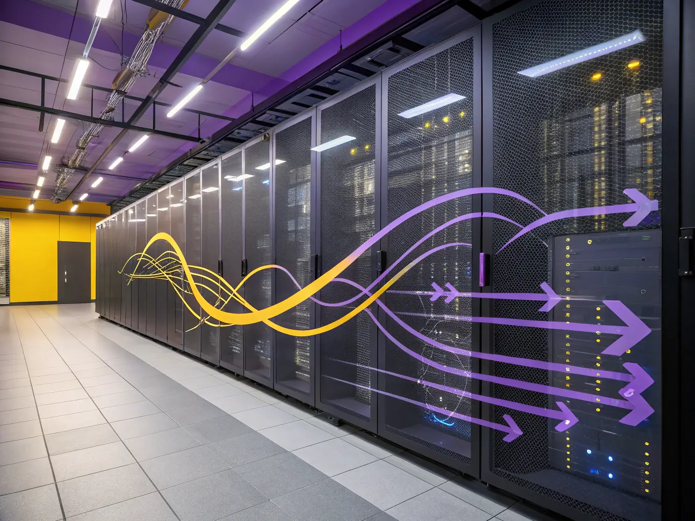A visual representation of data flowing seamlessly between different systems, highlighting the integration capabilities of AI automation, with a focus on a clean and modern design.